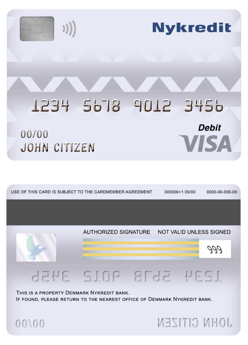 Denmark Nykredit bank visa debit card